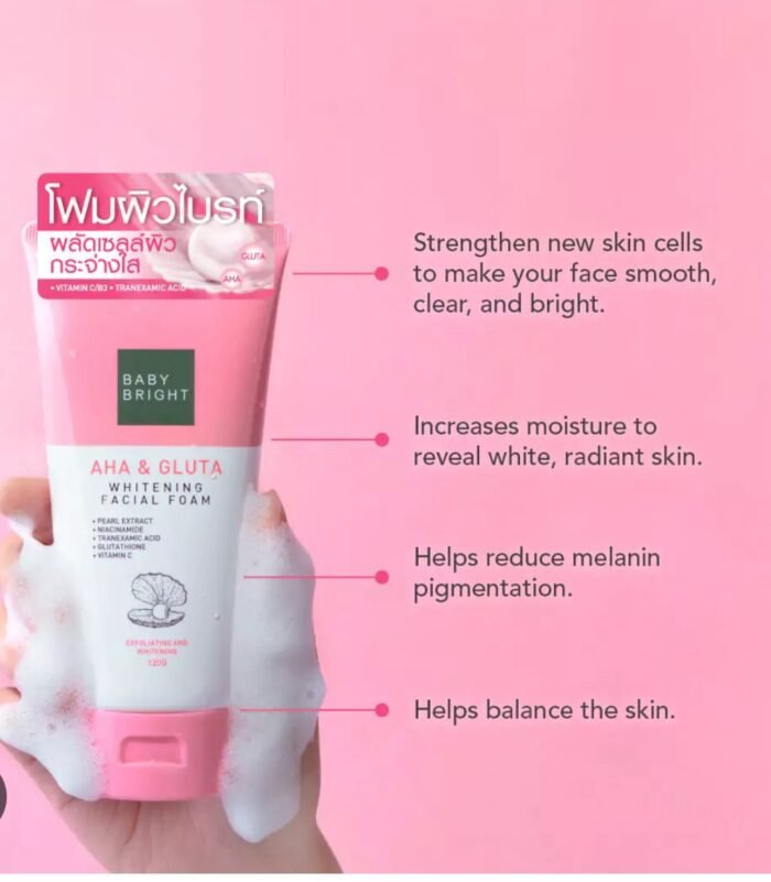 ⁦Baby Bright AHA & Gluta Whitening Facial Foam, 120g⁩ - الصورة ⁦5⁩