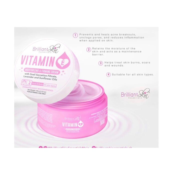 ⁦Brilliant skin Vitamin E moisturizing and firming cream, 100g⁩ - الصورة ⁦7⁩