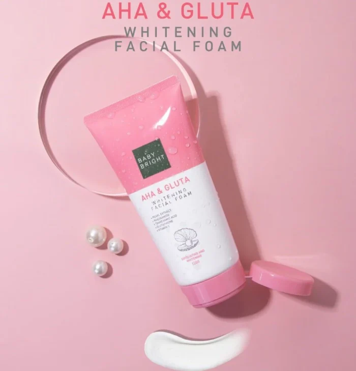 Baby Bright AHA & Gluta Whitening Facial Foam, 120g