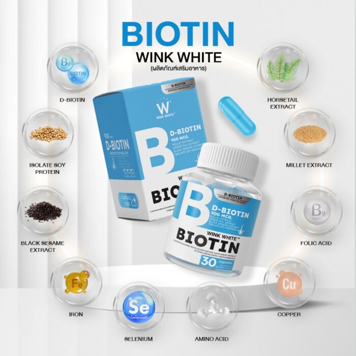 ⁦WINK WHITE BIOTIN BLACK SESAME EXTRACT HAIR CARE 30 CAPSULES⁩ - الصورة ⁦3⁩