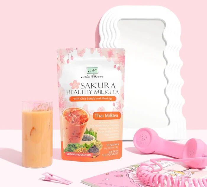 NAMIROSEUS, Sakura Healthy Milktea with Chia Seeds and Moringa 10sachets