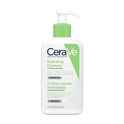 CeraVe Hydrating Facial Cleanser for Normal to Dry Skin, with Hyaluronic Acid and Ceramides 236 ml