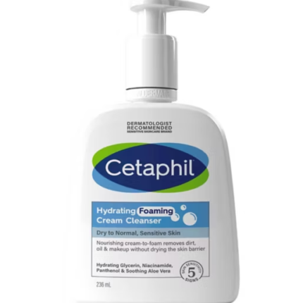 Cetaphil Hydrating Foaming Cream Cleanser, Face Wash Sensitive Skin 236ml