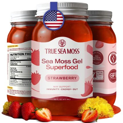 TrueSeaMoss Wildcrafted Irish Sea Moss Gel – Nutritious Organic Raw Seamoss Rich in Minerals, Proteins & Vitamins – Antioxidant Health Supplement