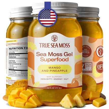 TRUE SEA MOSS , Sea Moss Gel , Mango and pineapple, 473ml