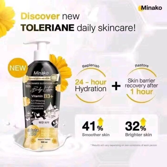 ⁦Minako Niacinamide Glutathione Plus Body Lotion - 500ml⁩ - الصورة ⁦4⁩